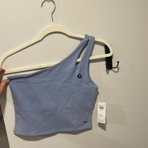 Hollister one shoulder baby blue crop top. Size medium.